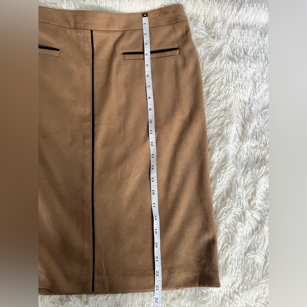 J McLaughlin Tan Skirt Sonya Faux Suede Pencil Midi Skirt Tan Size 12 - Picture 12 of 15